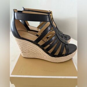 Michael Kors Black Espadrille Sandals with Gold Zipper